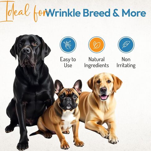 Wrinkle Wipes for Dogs - 100 Count Dog Wrinkle Wipes French Bulldog, English Bulldog, Pugs - 3.15 in Large Bulldog Face Wipes - Cleaning & Soothes on Wrinkles, Folds, Tail Pockets in Kuwait