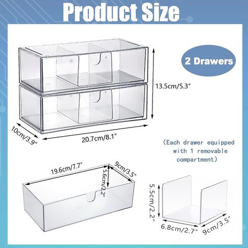 BTSKY 2 Pack Clear Acrylic Battery Storage Organizer for AA, AAA, 9V, C, D Batteries, 2-Drawer Storage Box Battery Holder for Common Types Batteries, Household Container(Batteries Not Included) in Saudi Arabia