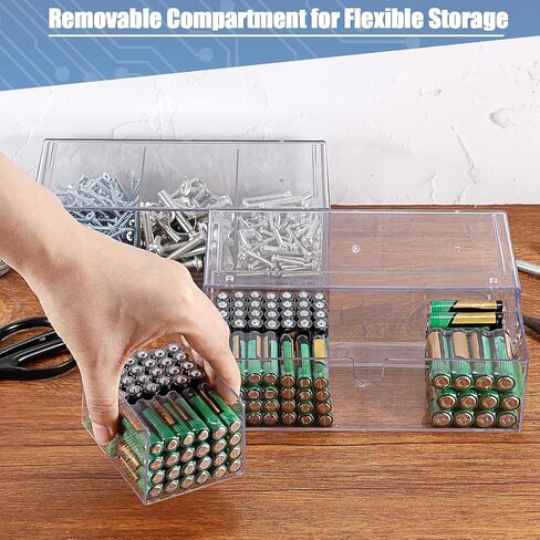 Btsky 2 Pack Clear Clear Acrylic Battery Storage Organizer for AA ، AAA ، 9V ، C ، D Batteries ، 2-drawer Box Battern Battery حامل للبطاريات الشائعة ، حاوية منزلية (البطاريات غير المدرجة) in Saudi Arabia