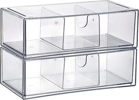 BTSKY 2 Pack Clear Acrylic Battery Storage Organizer for AA, AAA, 9V, C, D Batteries, 2-Drawer Storage Box Battery Holder for Common Types Batteries, Household Container(Batteries Not Included) in Saudi Arabia