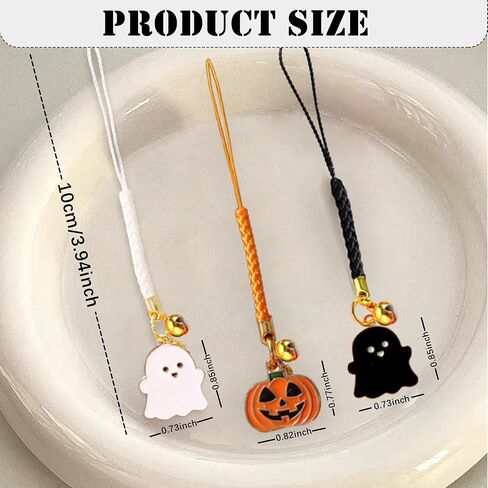 3 PCS anime سحر الهاتف المحمول ، Halloween Spooky keychain Lanyard ، وسلاسل المفاتيح الكرتونية الجميلة مع الجرس الصغير الرائع ، وملحقات Kawaii للحقائب وحقيبة اليد للنساء والبنات in Kuwait