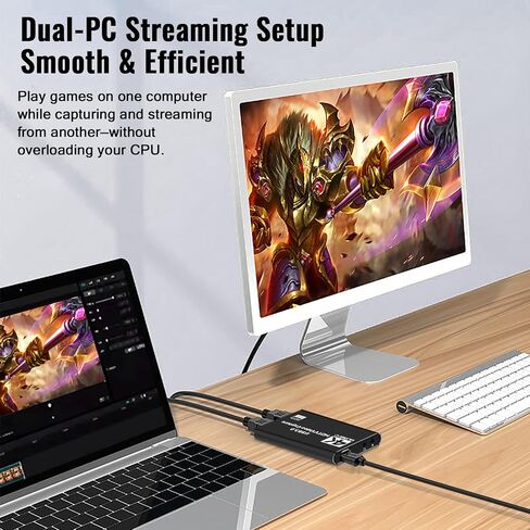 بطاقة الالتقاط فيديو HDMI 1080p 60 إطارًا في الثانية ، جهاز التقاط اللعبة USB 3.0 ، مضغوط ومحمول للبث والألعاب والاجتماعات ، متوافق مع التبديل/PS4/PS5/PC/LAPTOP/OBS ، أسود in Saudi Arabia