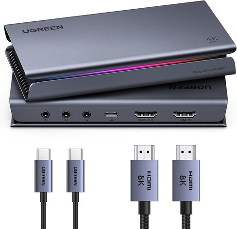 UGREEN 4K 144Hz Video Capture Card HDMI to USB 3.2 Gen 2 with Mic and HDMI 2.1 Loop-Out, with Low Latency for Streaming Game Recording Compatible with Switch 2/Xbox/PS4/PS5/PC/Camera/Mac/OBS/XSplit in Saudi Arabia