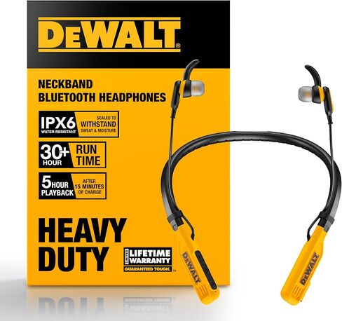 سماعات رأس الرقبة الثقيلة في DeWalt ، لاسلكي حول سماعات الأذن الرقبة مع عزل الضوضاء 30 ساعة + عزل الضوضاء ، سماعات الأذن اللاسلكية المغناطيسية الآمنة ، وسماعات بلوتوث ميكروفوتة في العمل. in Saudi Arabia