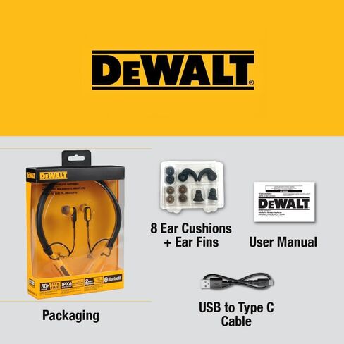 سماعات رأس الرقبة الثقيلة في DeWalt ، لاسلكي حول سماعات الأذن الرقبة مع عزل الضوضاء 30 ساعة + عزل الضوضاء ، سماعات الأذن اللاسلكية المغناطيسية الآمنة ، وسماعات بلوتوث ميكروفوتة في العمل. in Saudi Arabia