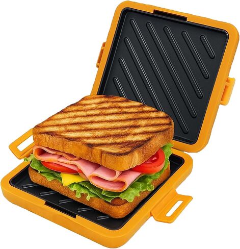 صانع شطيرة الميكروويف ، صانع توست ساندويتش ميكروويف ، مطبعة Toast Panini ، غسالة الصحون آمنة ، لا توجد طاقة مطلوبة ، صانع سندويتش الصديق للسفر (Orange) in Kuwait