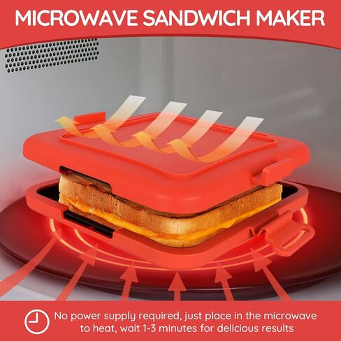 صانع شطيرة الميكروويف ، صانع توست ساندويتش ميكروويف ، مطبعة Toast Panini ، غسالة الصحون آمنة ، لا توجد طاقة مطلوبة ، صانع سندويتش الصديق للسفر (Orange) in Kuwait