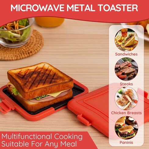 صانع شطيرة الميكروويف ، صانع توست ساندويتش ميكروويف ، مطبعة Toast Panini ، غسالة الصحون آمنة ، لا توجد طاقة مطلوبة ، صانع سندويتش الصديق للسفر (Orange) in Kuwait
