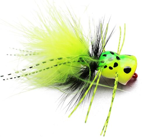 6 pcs/lot UV Green Surface Seaducer Frog Foam Head Popper Bass Fly Fishing Flies Lures in Saudi Arabia