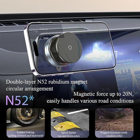 2025 Upgraded Vacuum Magnetic Phone Holder for Mag Safe [Ultra-Strong Suction & Magnet] - Suction Cup Phone Mount, 360° Adjustable Car Phone Stand for Gym/Mirror/Smooth Surfaces in Kuwait