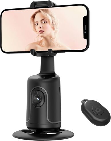Auto Tracking Phone Holder, Auto Face Tracking Tripod, Portable All-in-one Smart Selfie Stick 360 Rotation Fast Face & Object Tracking Cameraman Robot Mount for Phone Video Vlog Live Streaming(Black) in Saudi Arabia