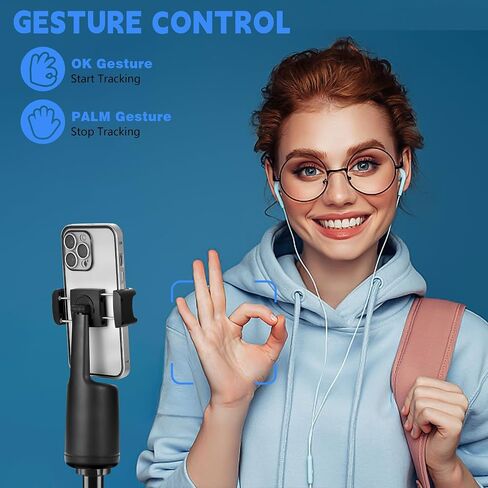 Auto Tracking Phone Holder, Auto Face Tracking Tripod, Portable All-in-one Smart Selfie Stick 360 Rotation Fast Face & Object Tracking Cameraman Robot Mount for Phone Video Vlog Live Streaming(Black) in Saudi Arabia