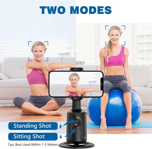 Auto Tracking Phone Holder, Auto Face Tracking Tripod, Portable All-in-one Smart Selfie Stick 360 Rotation Fast Face & Object Tracking Cameraman Robot Mount for Phone Video Vlog Live Streaming(Black) in Saudi Arabia