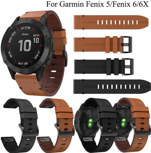 Hazels 22 22 20mm Leather Leather Strap Breaper Quick Breeft Fands for Garmin Fenix ​​7 7x 7S 6S 5x 6x 5S Leather Strap Business Business (Color: Preto ، Size: Width 20mm) in Saudi Arabia
