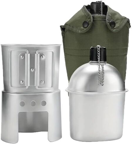 مجموعة كيس موقد كوب ماء من الألومنيوم - مع حقيبة غلاف للبقاء في الهواء الطلق على البقاء على الظهر في التخييم في التخييم. in Kuwait