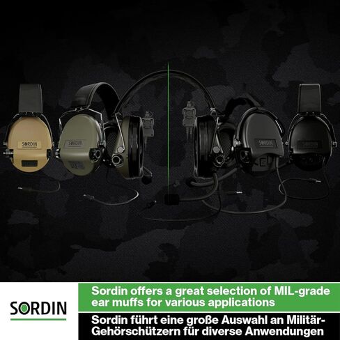 Sordin MIL AUX Ear Muffs - Active and Electronic Military Ear Defenders w/Neckband - Tactical Earmuffs in Kuwait