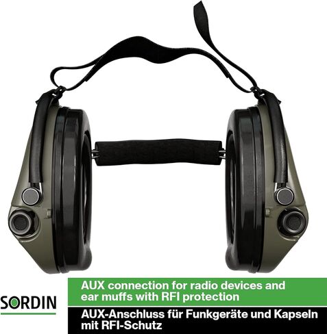Sordin MIL AUX Ear Muffs - Active and Electronic Military Ear Defenders w/Neckband - Tactical Earmuffs in Kuwait