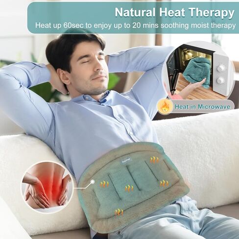 سوزيباد وسادة تسخين في الميكروويف لتخفيف الام الظهر والتشنجات، وسادة تدفئة قابلة للاستخدام في الميكروويف لاسفل الظهر والخصر والمعدة والرقبة والكتف والتفاف حراري مع حرارة رطبة، وسادة حرارية مضغوطة in Kuwait