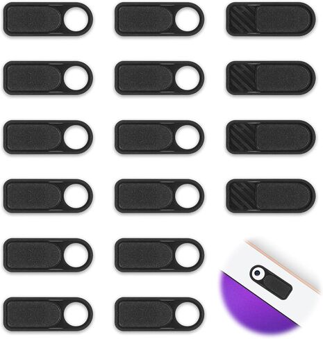 Webcam Cover Slider, 16pcs Laptop Camera Cover Slide 0.04in Ultra Thin Camera Privacy Covers Adhesive Black Computer Covers Slide Laptop Desktop PC Tablet Smartphone Protect Privacy Security in Saudi Arabia