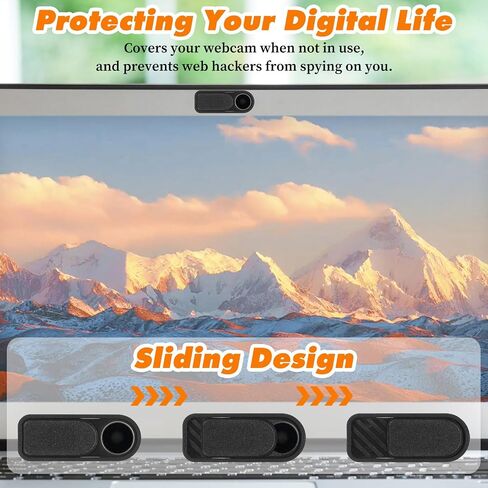 Webcam Cover Slider, 16pcs Laptop Camera Cover Slide 0.04in Ultra Thin Camera Privacy Covers Adhesive Black Computer Covers Slide Laptop Desktop PC Tablet Smartphone Protect Privacy Security in Saudi Arabia