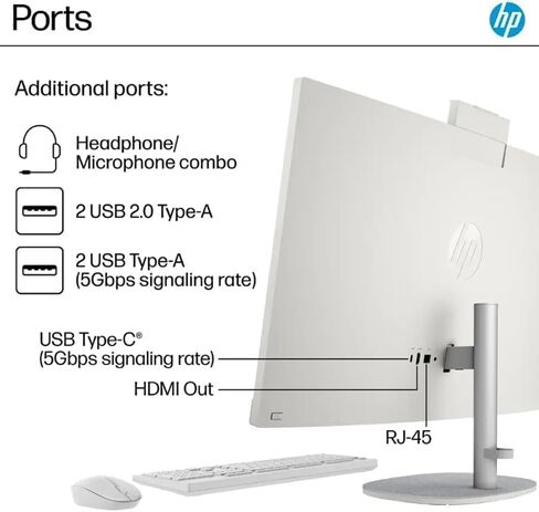 HP 27 Inch Touchscreen All in One Desktop Computer, Intel Ultra 7-155U(Up to 4.8 GHz), 27" FHD IPS Touchscreen, 64 GB DDR5, 1 TB SSD, Adjustable Angle, Wi-Fi 6, Ethernet, Windows 11 Pro, W/Accessories in Saudi Arabia