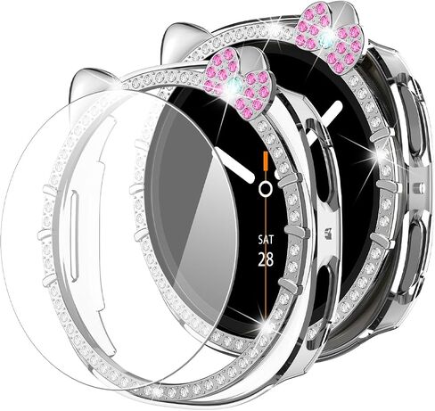 علبة بلينغ لـ Samsung Galaxy Watch 8 شاشة واقي شاشة 40 مم 44 مم للنساء ، غطاء الكمبيوتر الصلب+HD Glass Glass Protection Film Full Full Protect in Kuwait