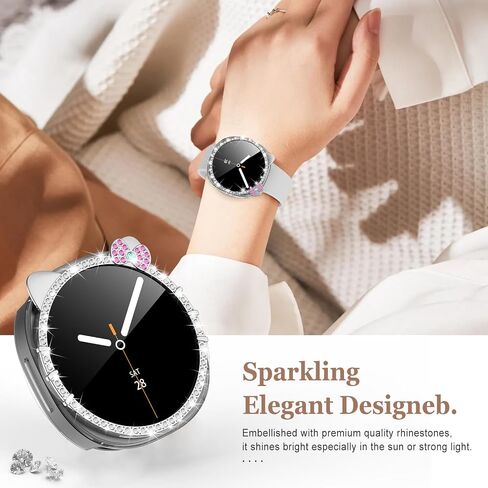 علبة بلينغ لـ Samsung Galaxy Watch 8 شاشة واقي شاشة 40 مم 44 مم للنساء ، غطاء الكمبيوتر الصلب+HD Glass Glass Protection Film Full Full Protect in Kuwait