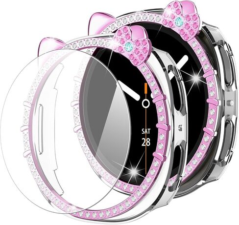 Bling Case for Samsung Galaxy Watch 8 Screen Protector 40mm 44mm for Women,Hard PC Cover+HD Tempered Glass Waterproof Protective Film Full Protection Bumper for Samsung Galaxy Watch 8 Case 40 44 mm in Kuwait