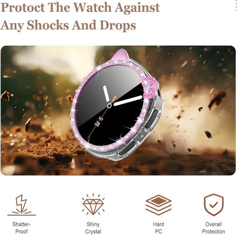 Bling Case for Samsung Galaxy Watch 8 Screen Protector 40mm 44mm for Women,Hard PC Cover+HD Tempered Glass Waterproof Protective Film Full Protection Bumper for Samsung Galaxy Watch 8 Case 40 44 mm in Kuwait