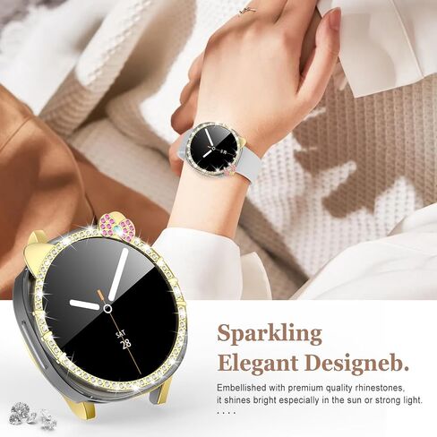 علبة بلينغ لـ Samsung Galaxy Watch 8 شاشة واقي شاشة 40 مم 44 مم للنساء ، غطاء الكمبيوتر الصلب+HD Glass Glass Protection Film Full Full Protect in Kuwait
