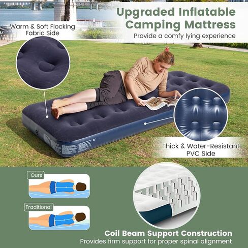 Kotek 5-in-1 Tent Cot مع مرتبة هواء ، حقيبة نوم ، وسادة ، مظلة ، نوافذ شبكية سحابية وحقيبة الحمل ، خيمة مرتفعة للتخييم ، المشي لمسافات طويلة ، السفر ، النزهة in Saudi Arabia