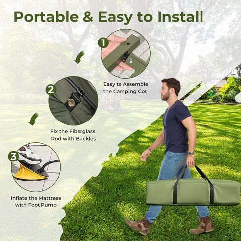 Kotek 5-in-1 Tent Cot مع مرتبة هواء ، حقيبة نوم ، وسادة ، مظلة ، نوافذ شبكية سحابية وحقيبة الحمل ، خيمة مرتفعة للتخييم ، المشي لمسافات طويلة ، السفر ، النزهة in Saudi Arabia