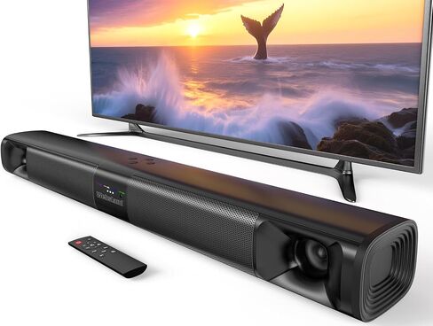 Sound Bar for Smart TV, 80W Soundbar with Four Woofers, Dual Horn Tweeters, 2.0 Channel TV Speaker, 2 in 1 Detachable Design, BT/ARC/AUX/Optical Connection, Surround Sound System for TV/PC in Saudi Arabia