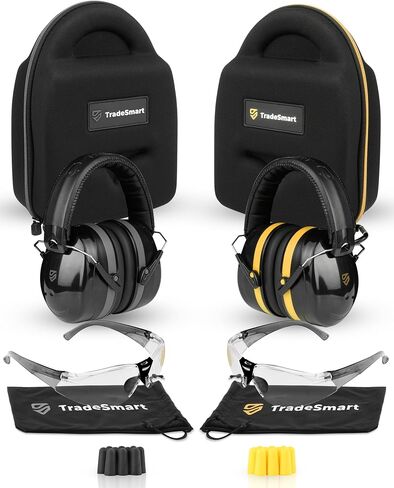 TradeSmart Gun Range Protection Duo Kit - Yellow and Grey Shooting Eye and Ear Protection for Women and Men, U.S. Certified in Saudi Arabia