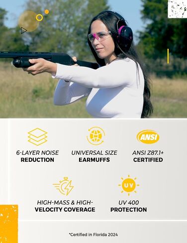 TradeSmart Gun Range Protection Duo Kit - Yellow and Grey Shooting Eye and Ear Protection for Women and Men, U.S. Certified in Saudi Arabia