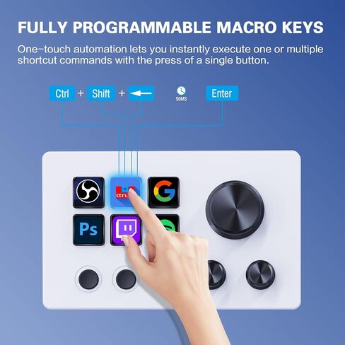 Basicolor Streaming Macro Keypad, Stream Controller Deck Gaming Shortcut Keyboard, with Customizable 6 LCD Shortcut Keys, 3 Buttons and 3 Knobs, Trigger Actions in OBS/Twitch/YouTube, Windows 10/Mac14.0 (N3 Black) in Kuwait