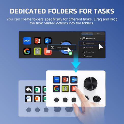 Basicolor Streaming Macro Keypad, Stream Controller Deck Gaming Shortcut Keyboard, with Customizable 6 LCD Shortcut Keys, 3 Buttons and 3 Knobs, Trigger Actions in OBS/Twitch/YouTube, Windows 10/Mac14.0 (N3 Black) in Kuwait