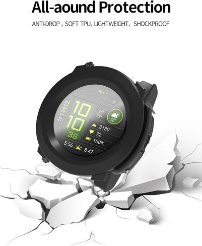 2 Pack for Garmin Instinct 3 45mm Smart Watch Case，Ultra-Thin Hard PC Protective Cover with Tempered Glass Film,BOVUGAC Case Cover for Instinct 3 45mmAccessories-Black in Saudi Arabia