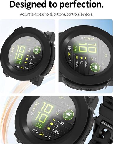 2 Pack for Garmin Instinct 3 45mm Smart Watch Case，Ultra-Thin Hard PC Protective Cover with Tempered Glass Film,BOVUGAC Case Cover for Instinct 3 45mmAccessories-Black in Saudi Arabia