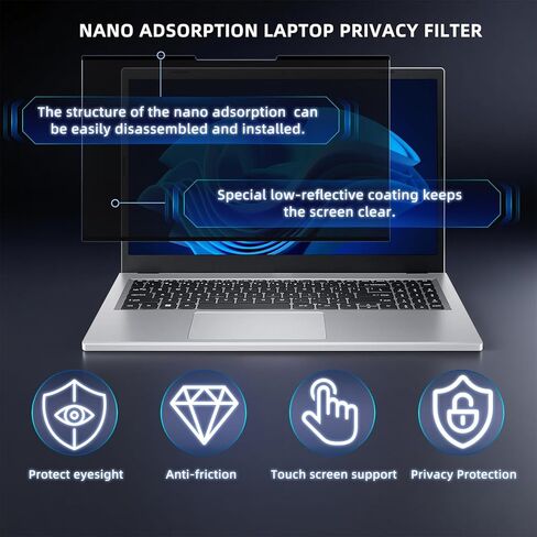 شاشة خصوصية الكمبيوتر المحمول Nano-Adsporty 14 بوصة 16: 9 ، واقي شاشة خصوصية الكمبيوتر المحمول القابل للإزالة ، وموهبة مضادة لللمس. in Kuwait