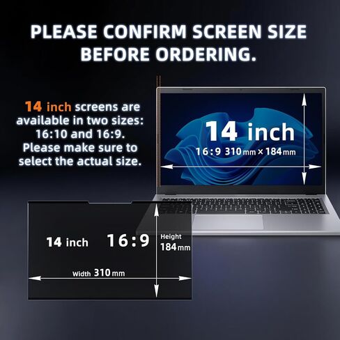 شاشة خصوصية الكمبيوتر المحمول Nano-Adsporty 14 بوصة 16: 9 ، واقي شاشة خصوصية الكمبيوتر المحمول القابل للإزالة ، وموهبة مضادة لللمس. in Kuwait