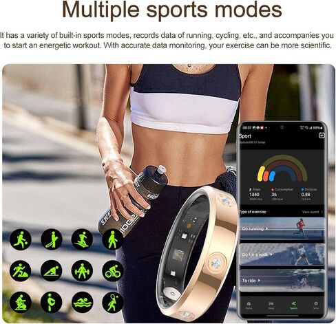 Smart Ring Ultra Narrow Heart Rate Monitor Comfortable Sleep Ring Health Fitness Tracker Pedometer Step Counter Calories Waterproof Ladies Smart Rings for Women Men Anillo Inteligente in Saudi Arabia