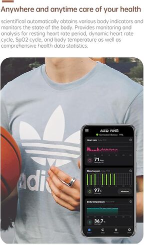 Yoidesu Smart Ring, Wearable Health for Men & Women, Wearable Fitness Ring with Charging Case, Sleep Tracking Ring for Heart Rate Step Count Body Exercise Monitor (Size 12) in Saudi Arabia