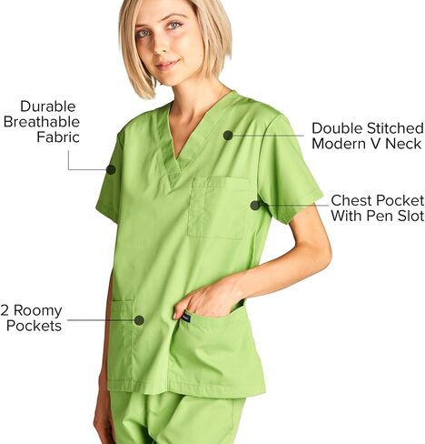طقم زي طبي نسائي من Dagacci، طقم علوي وبنطلون، Hunter Green، XXXL in Saudi Arabia