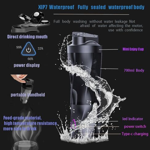 Personal Blender,360 Watt Portable Blender for Smoothies,Milkshakes and Baby food,6000mAh USB Rechargeable,BPA Free 24 oz Portable Juicer with 6 Blades and Lid,Suitable for Outdoor Sports,Travel in Saudi Arabia