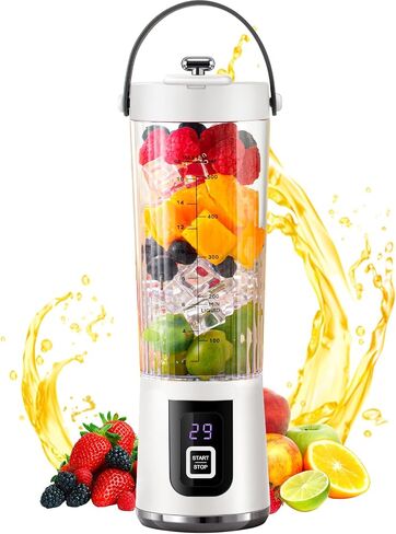 Portable Blender, small milkshake machine with LED screen, 17 oz Personal Blender with 10 Blades, rechargeable juice blender with large capacity battery, suitable for travel, office, gym, home in Saudi Arabia