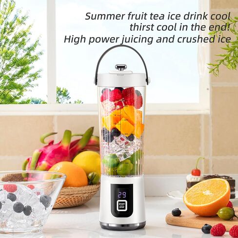 Portable Blender, small milkshake machine with LED screen, 17 oz Personal Blender with 10 Blades, rechargeable juice blender with large capacity battery, suitable for travel, office, gym, home in Saudi Arabia