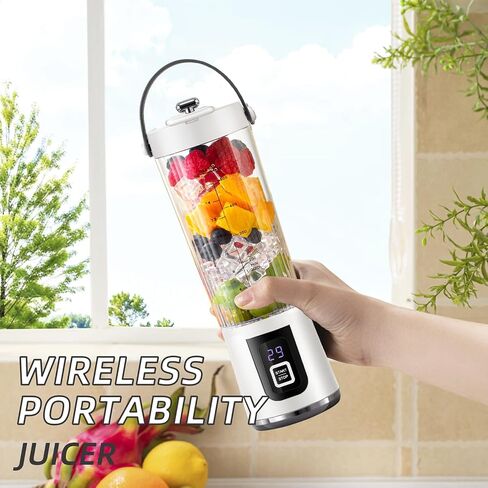 Portable Blender, small milkshake machine with LED screen, 17 oz Personal Blender with 10 Blades, rechargeable juice blender with large capacity battery, suitable for travel, office, gym, home in Saudi Arabia