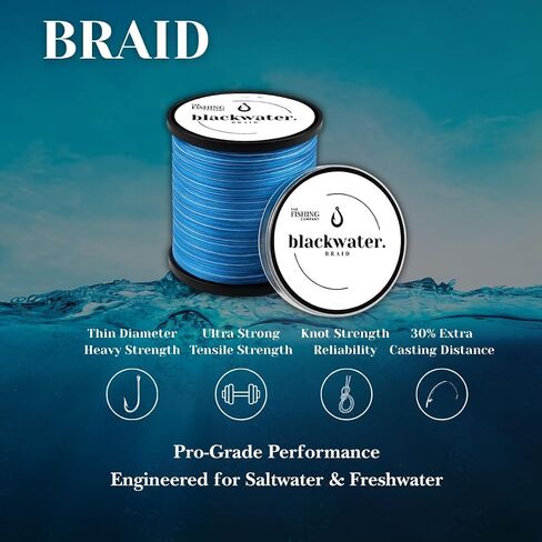 Blackwater Braid 8X Braided Fishing Line – Smooth, Strong UHMWPE Fiber – Abrasion Resistant, Zero Stretch – for Saltwater & Freshwater in Saudi Arabia
