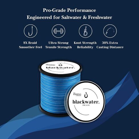 Blackwater Braid 8X Braided Fishing Line – Smooth, Strong UHMWPE Fiber – Abrasion Resistant, Zero Stretch – for Saltwater & Freshwater in Saudi Arabia